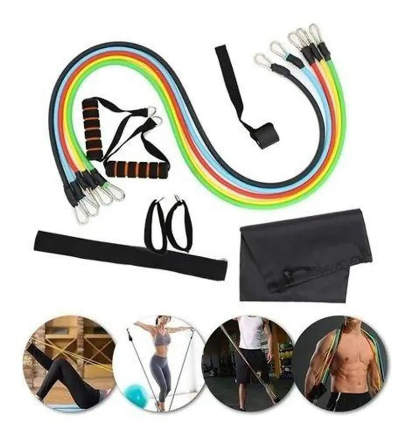 Kit com 11 Extensores Elásticos para Exercícios Funcionais