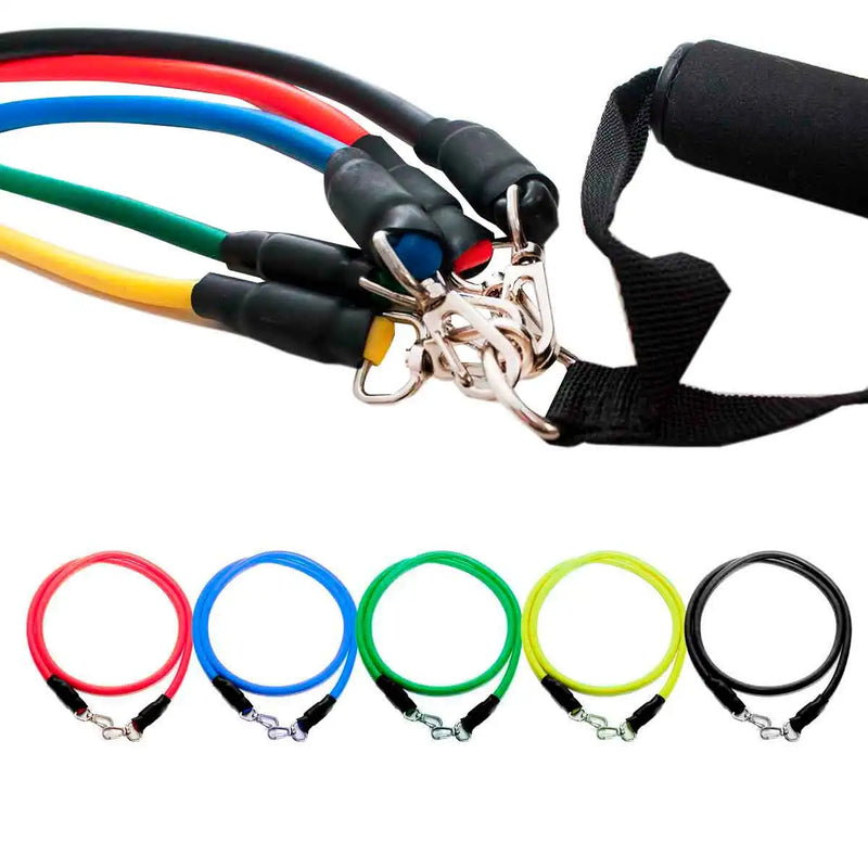 Kit com 11 Extensores Elásticos para Exercícios Funcionais