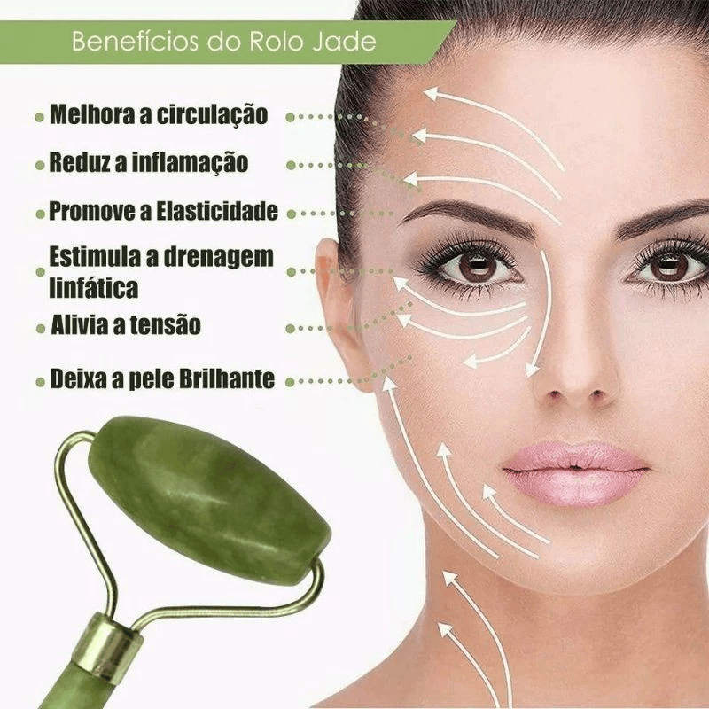 Roller Jade™ | Rolo Massageador Facial Pedra Jade