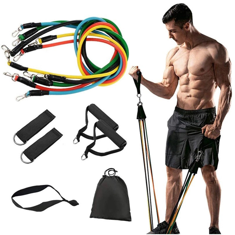 Kit com 11 Extensores Elásticos para Exercícios Funcionais